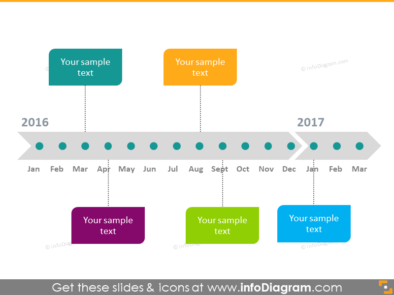 directional monthly timeline professional icons ppt