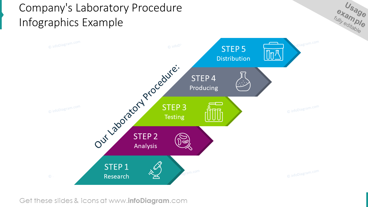 Infographies des procédures de laboratoire de l'entreprise