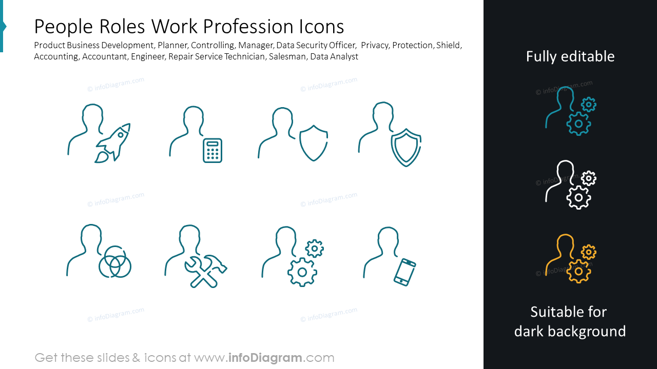 Íconos de profesiones laborales de roles de personas