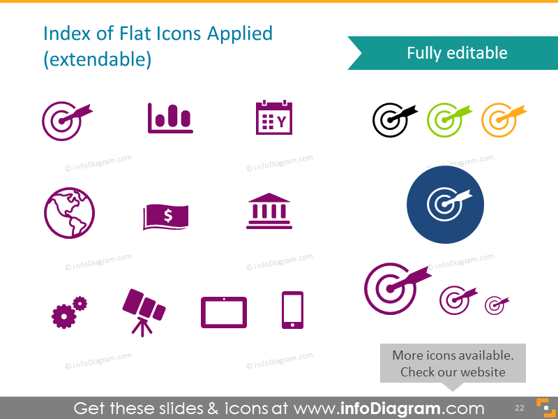 Index of Flat Icons Applied (extendable)