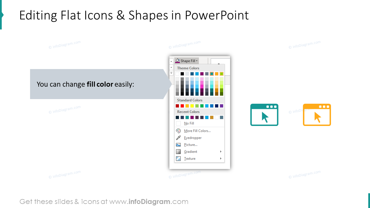 Editabilité des icônes plates dans PowerPoint