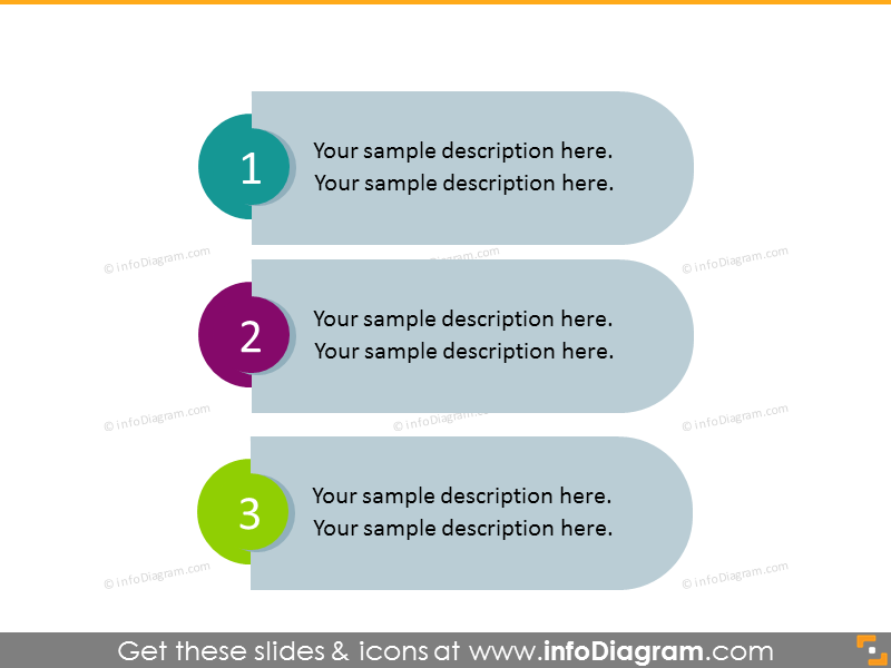 Circles list diagram for 3 elements