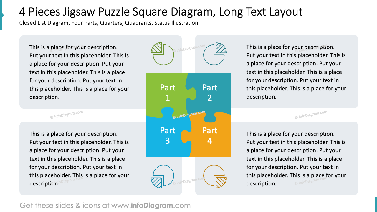 4 Pieces Jigsaw Puzzle Square Diagram Long Text Layout