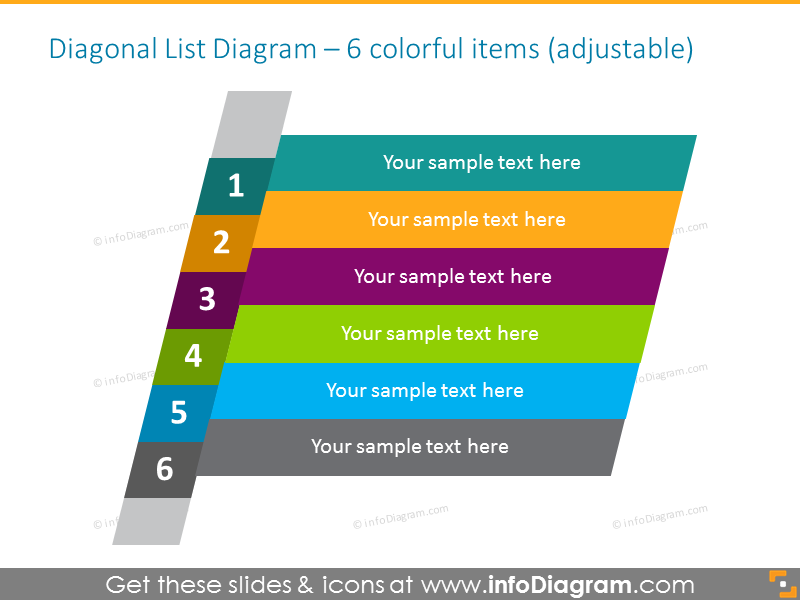 Diagonales 3D-Listen-Diagramm für 6 Elemente