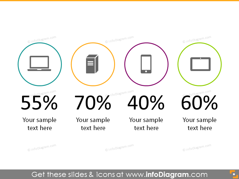 4 multicolor circles key points powerpoint clip arts