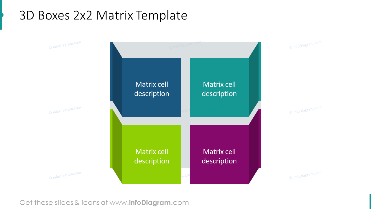 infografías de matriz 3D de cajas 2x2