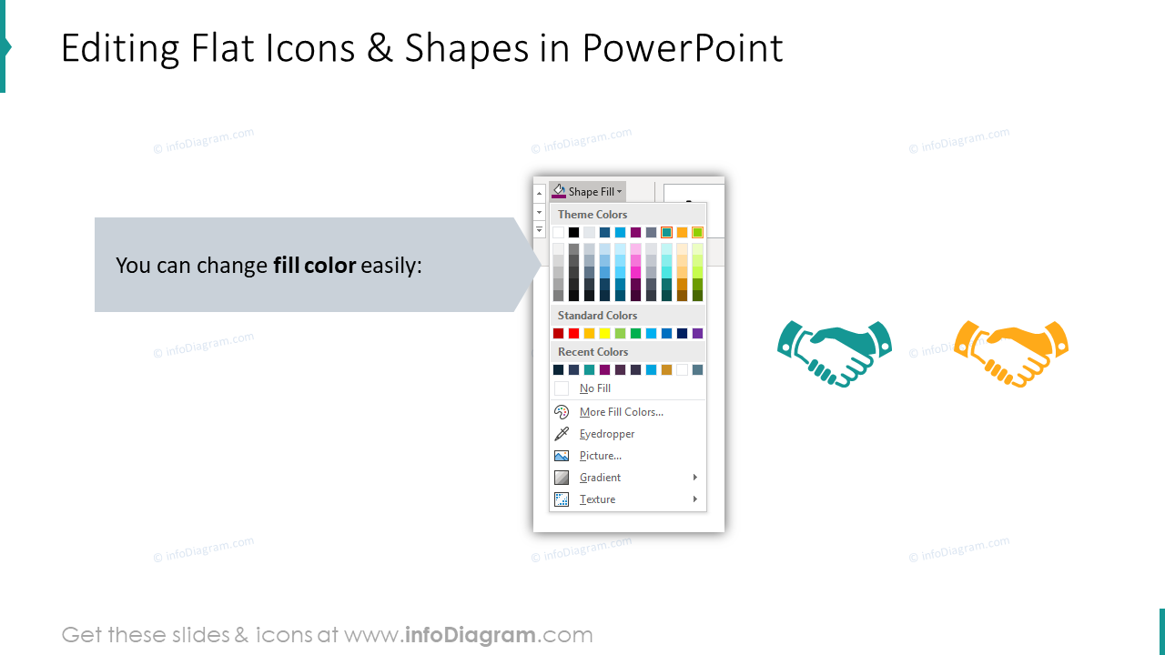 Editabilidade de ícones planos e formas no PowerPoint