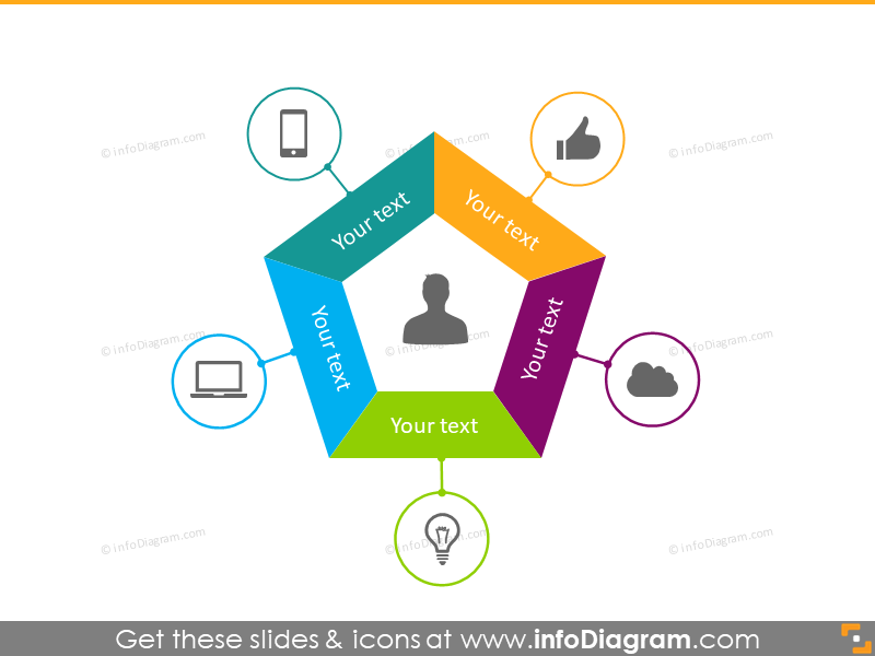 colorful pentagon round icons graphic design