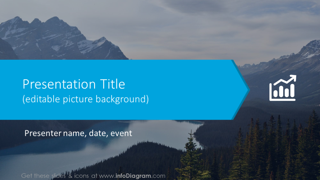 Diapositive titre flèche bleue simple avec arrière-plan nature