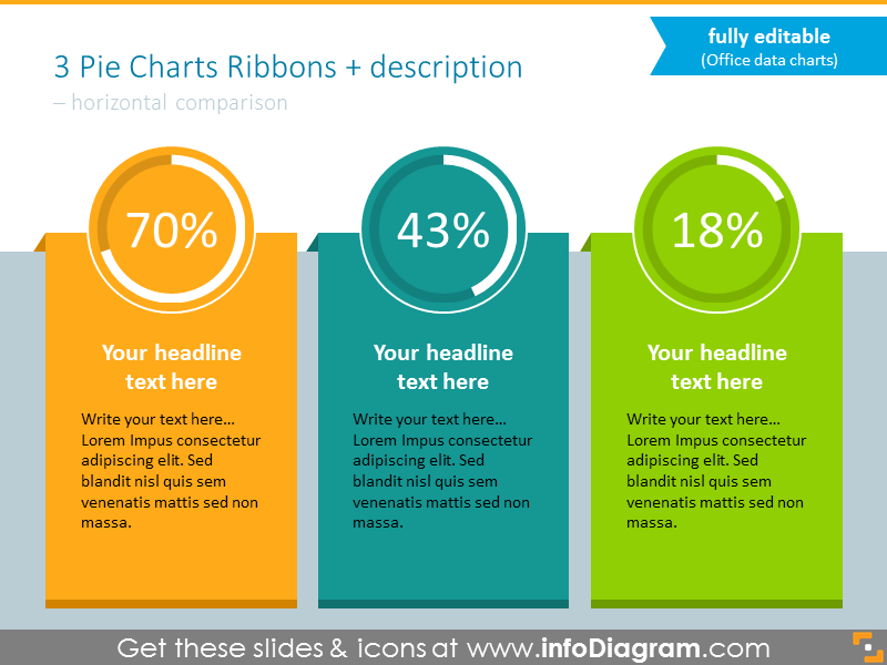 Charts template for Powerpoint in the form of ribbons
