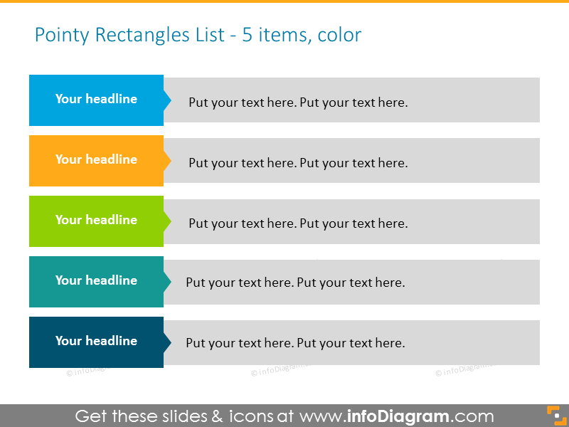Agenda list diagram for 5 stages