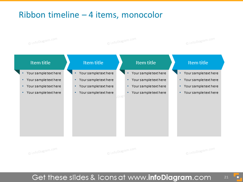 lista de cinta línea de tiempo para powerpoint 4 elementos