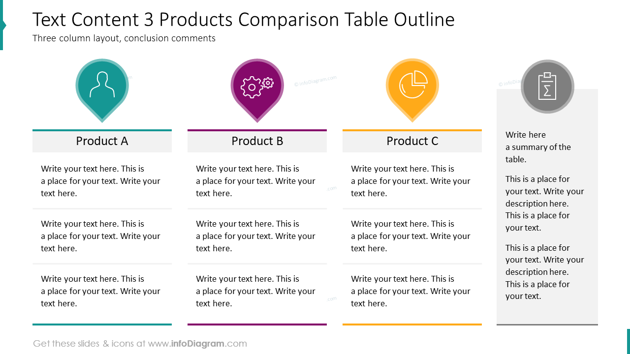Outline Comparison 3-columns Table