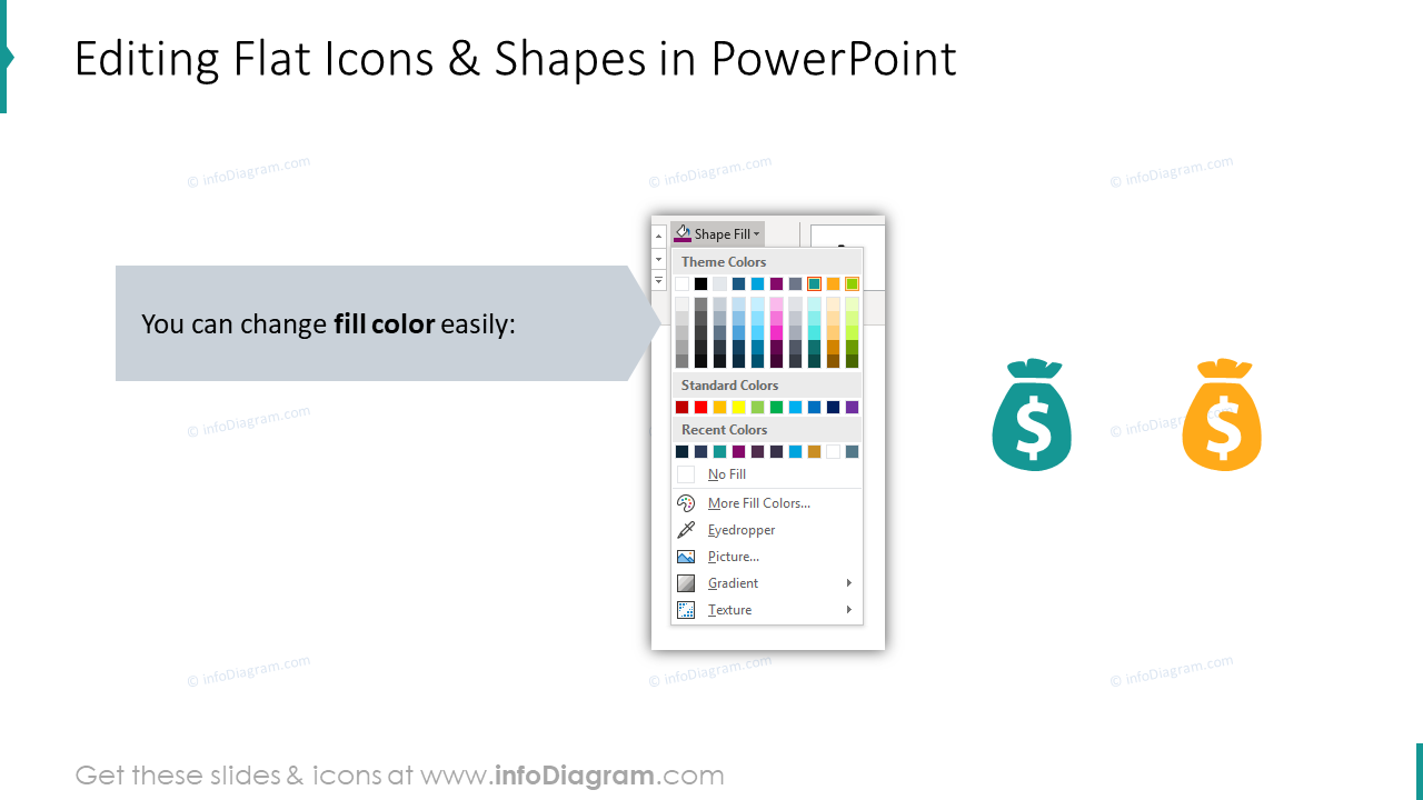 Editabilidad de íconos planos en PowerPoint