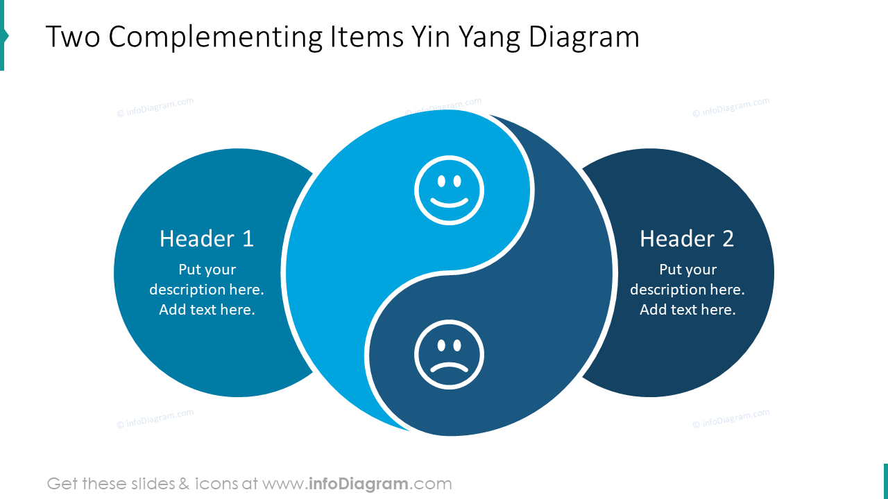Zwei komplementäre Yin Yang PPT-Folie