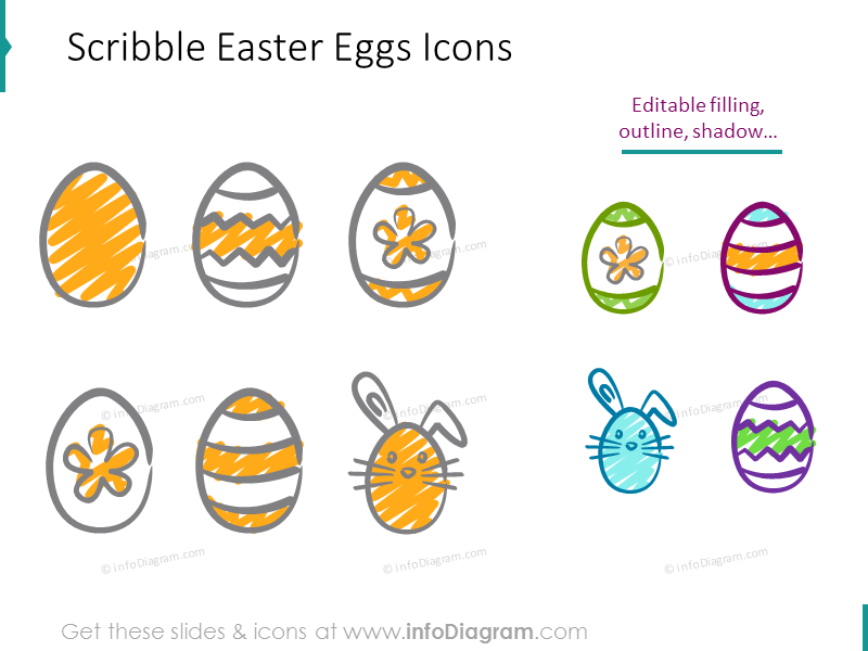 Iconos de primavera y Pascua escritos a mano (clipart de PPT)