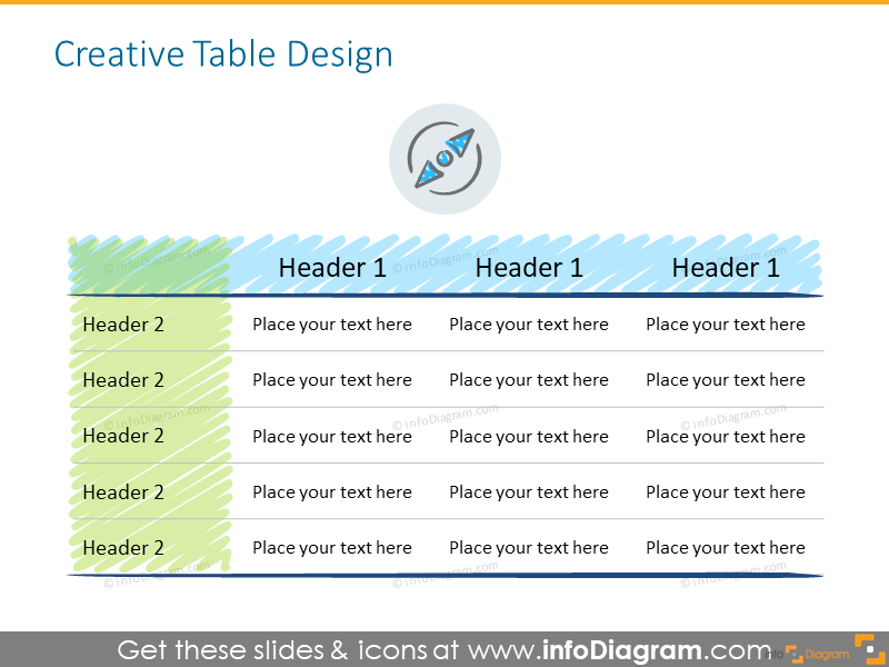 Ejemplo del diseño de tabla creativa