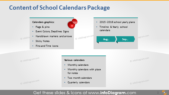Calendários Escolares 2015 2016 gráficos (tabelas e ícones PPT, datas ISO da UE)