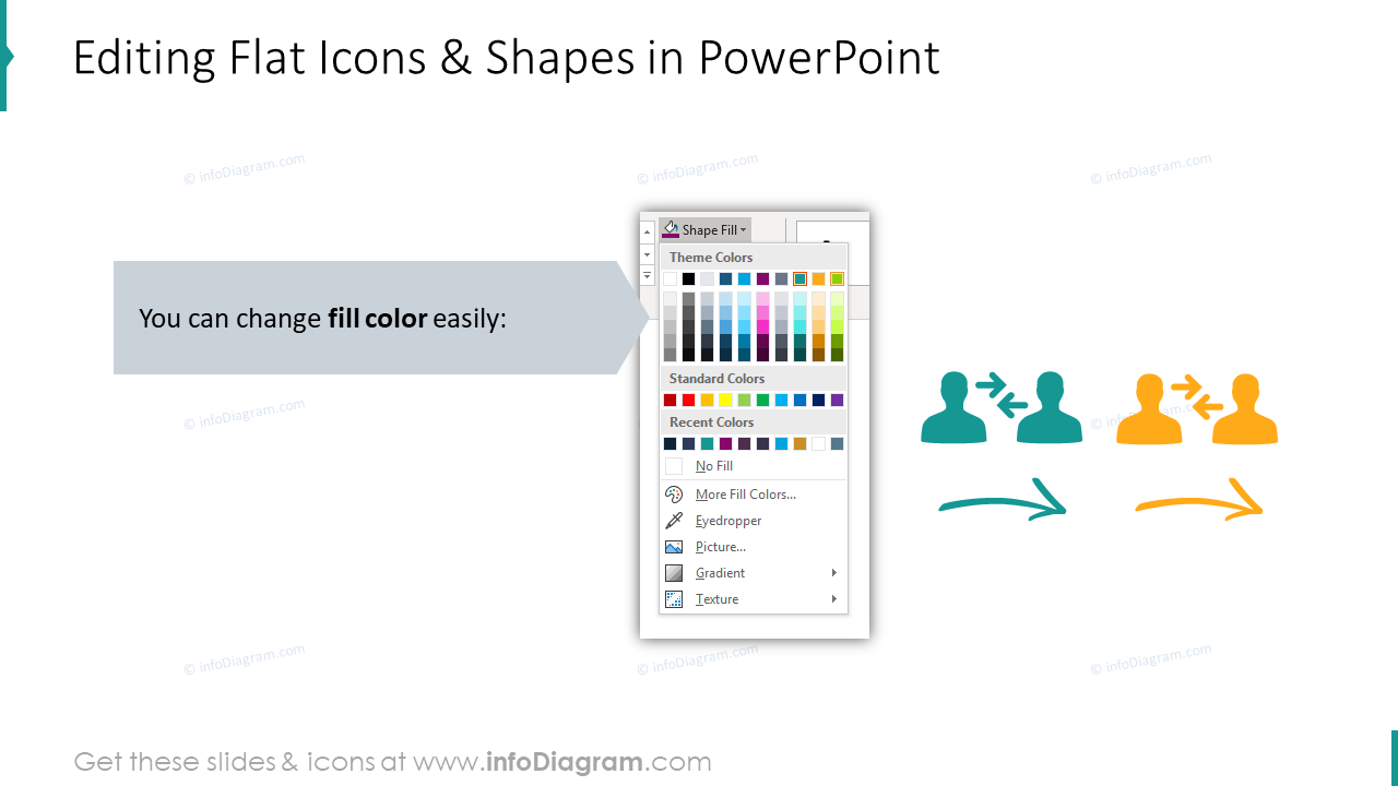 Editabilidad de íconos planos en PowerPoint