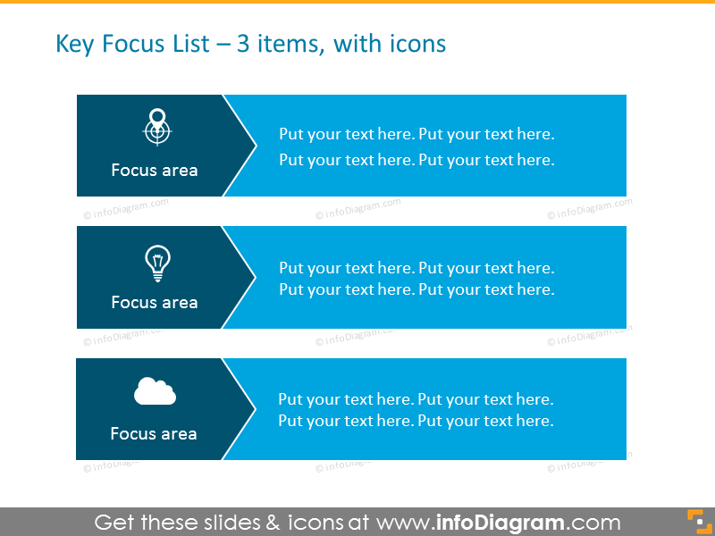 Key Focus List - 3 Items PPT Template