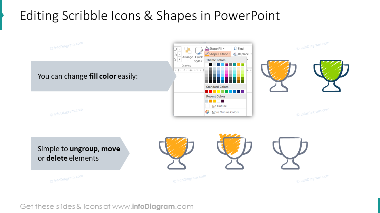 Editabilidade de ícones e formas rabiscadas no PowerPoint