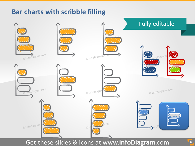Kritzel-Trenddiagramm Auf- und Abwärtssymbole handschriftliche Piktogramme Ikonen PPT Clipart