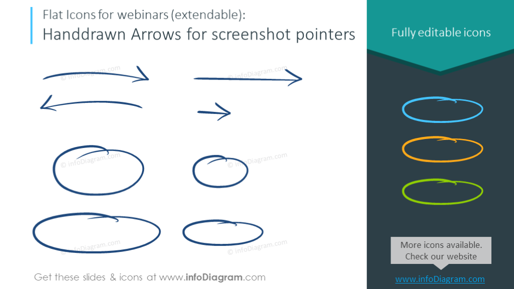Webinars symbols set - handdrow arrows