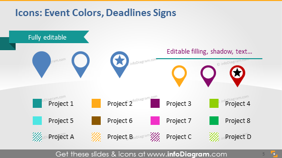 Colores de eventos plazos señales powerpoint
