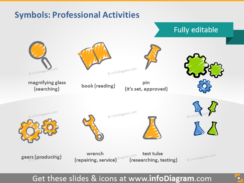 scribble activities symbols producing handwritten pictograms icons ppt clipart