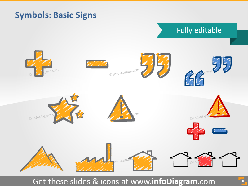 kritzelnde Grundzeichen-Anführungszeichen-handgeschriebene Piktogramme-Icons-PPT Clipart