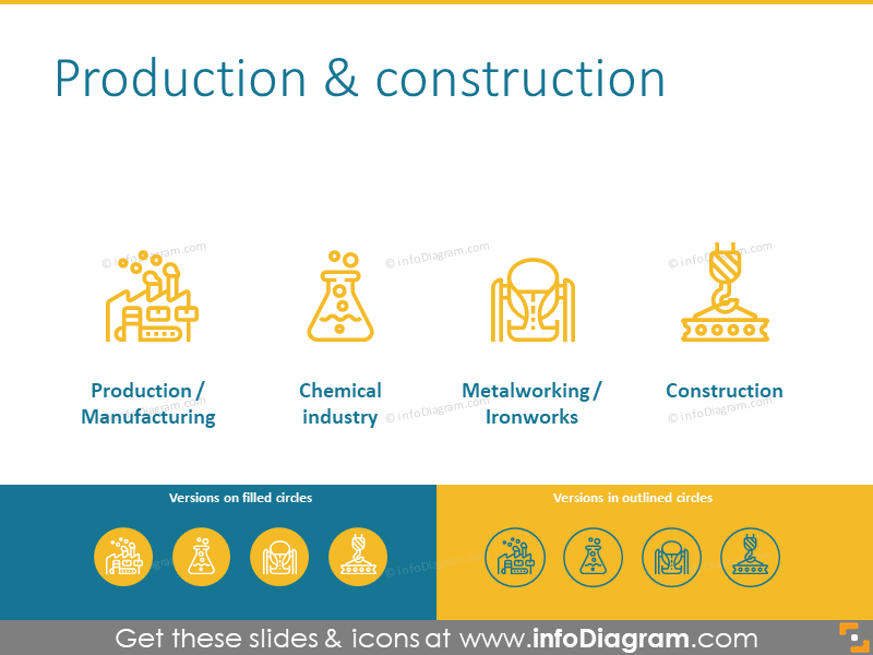 Íconos de producción y construcción