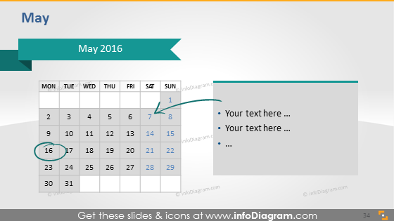 School Calendars 2015 2016 graphics (PPT tables and icons, EU ISO dates)