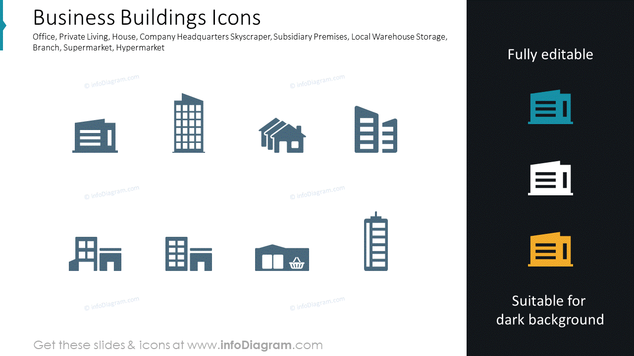 Icons von Geschäftsgebäuden