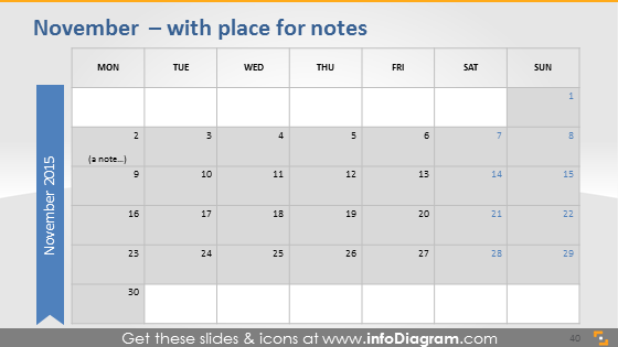 School Calendars 2015 2016 graphics (PPT tables and icons, EU ISO dates)