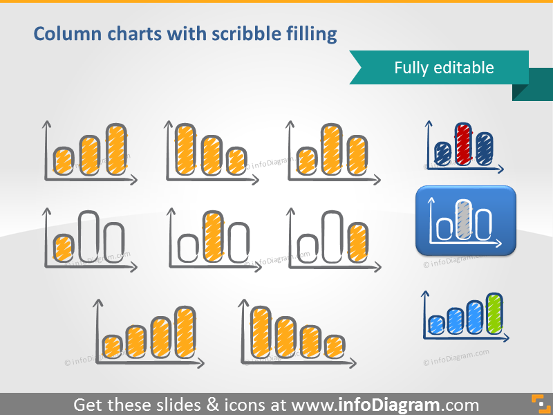 Kritzelbalkendiagrammsymbole handschriftliche Piktogramme Icons PPT Clipart