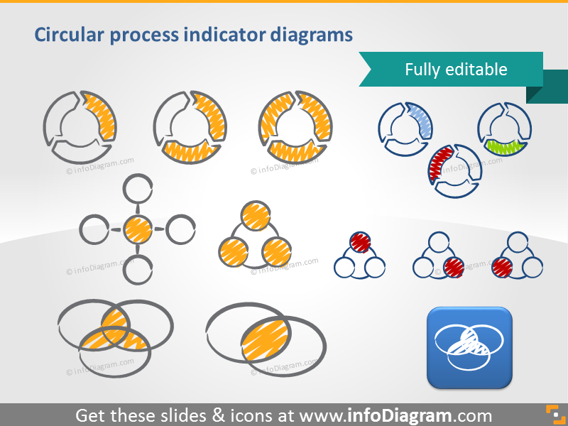 Kritzelblock Prozessindikatorsymbole handgeschriebene Piktogramme Icons PPT Clipart