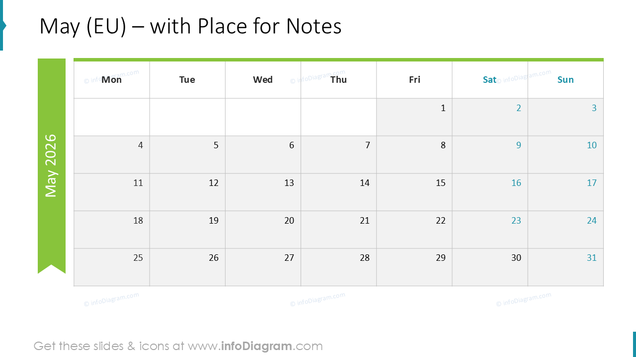 May (EU) – with Place for Notes