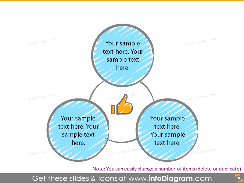 Circles diagram with 3 items