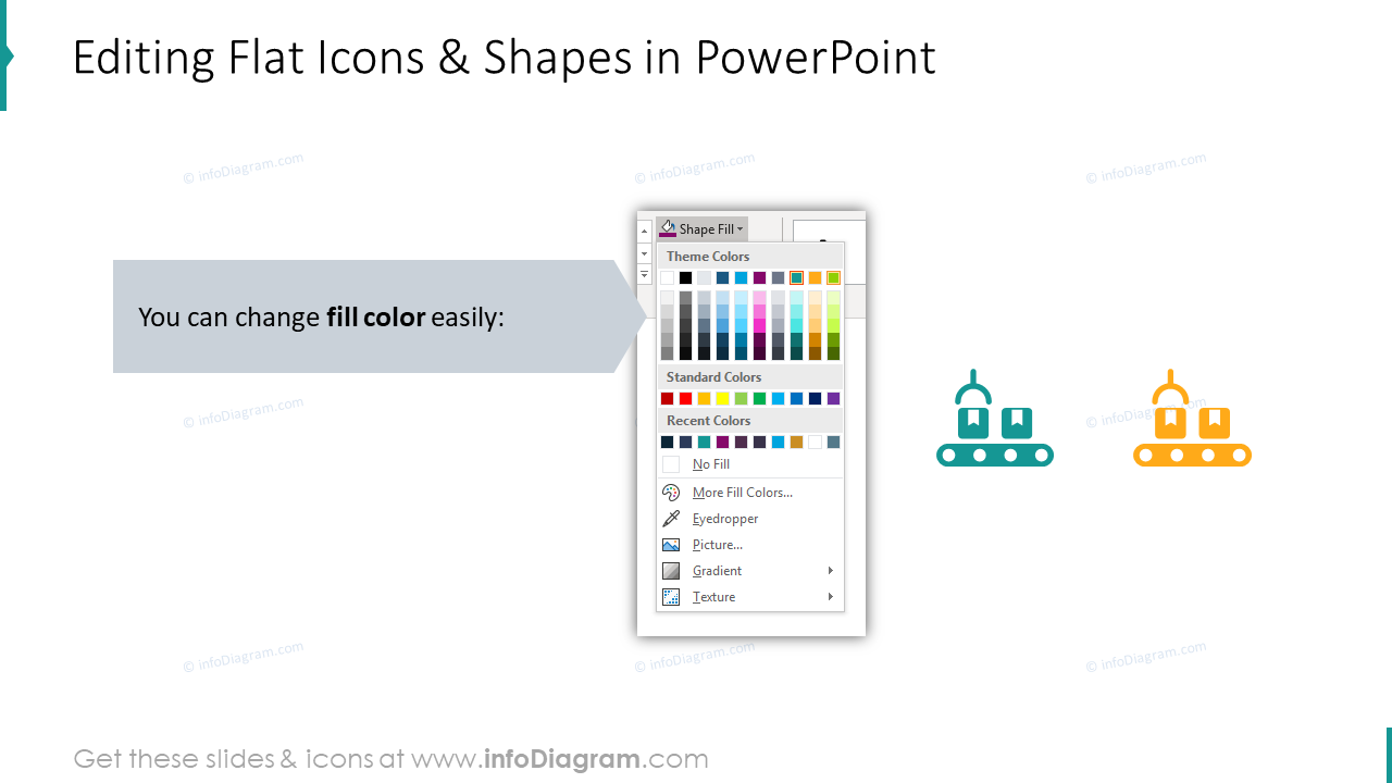 Editability of flat icons and shapes in PowerPoint