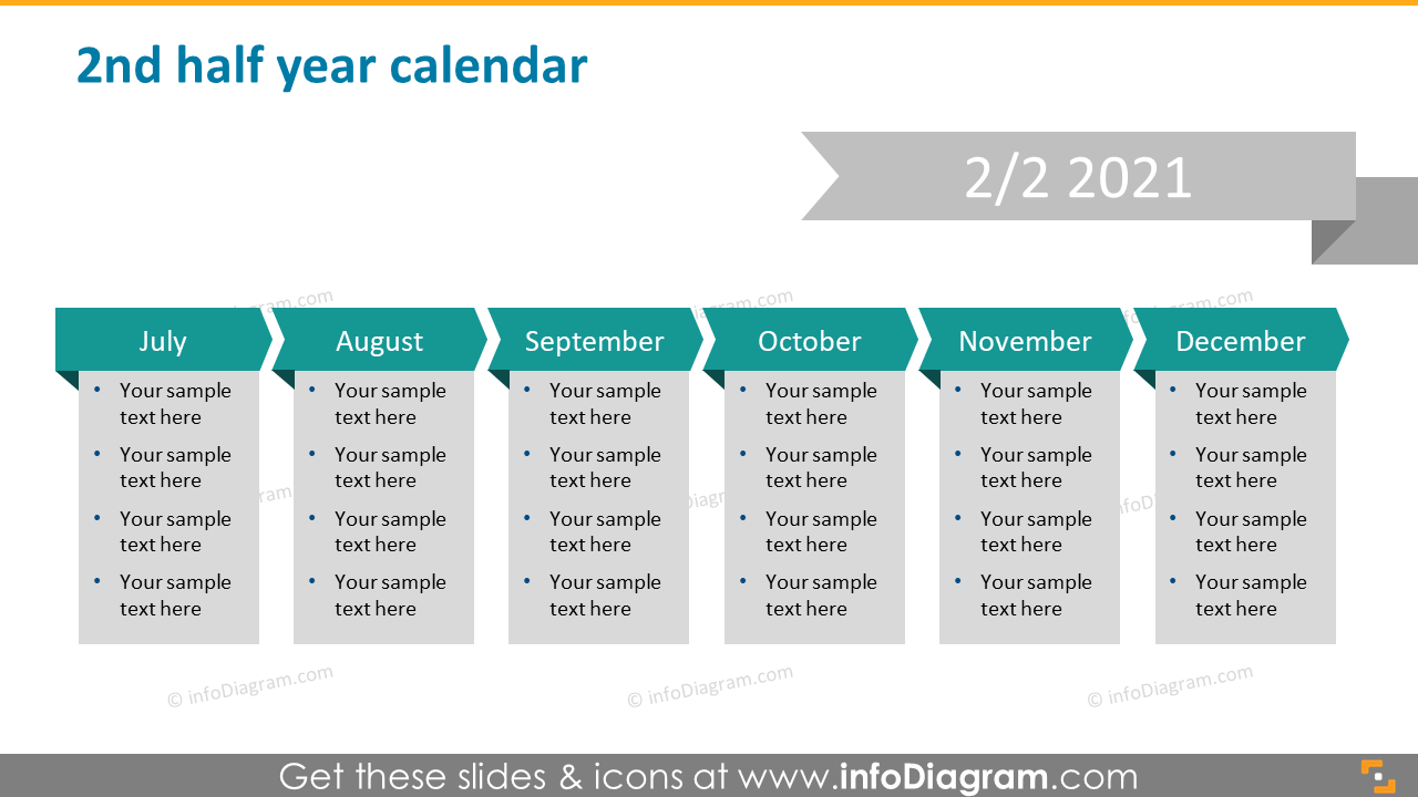gráficos del calendario de la segunda mitad del año 2020