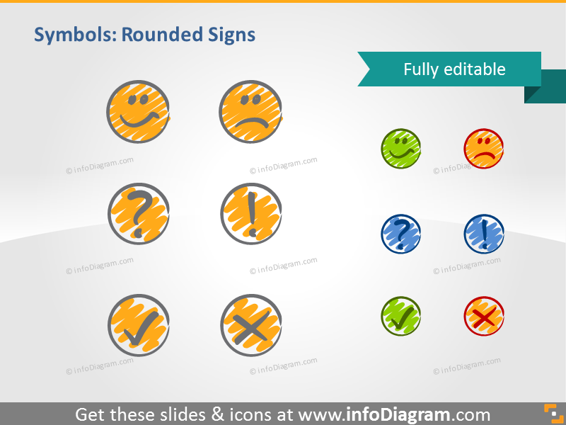 scribble round signs smiley OK handwritten pictograms icons ppt clipart