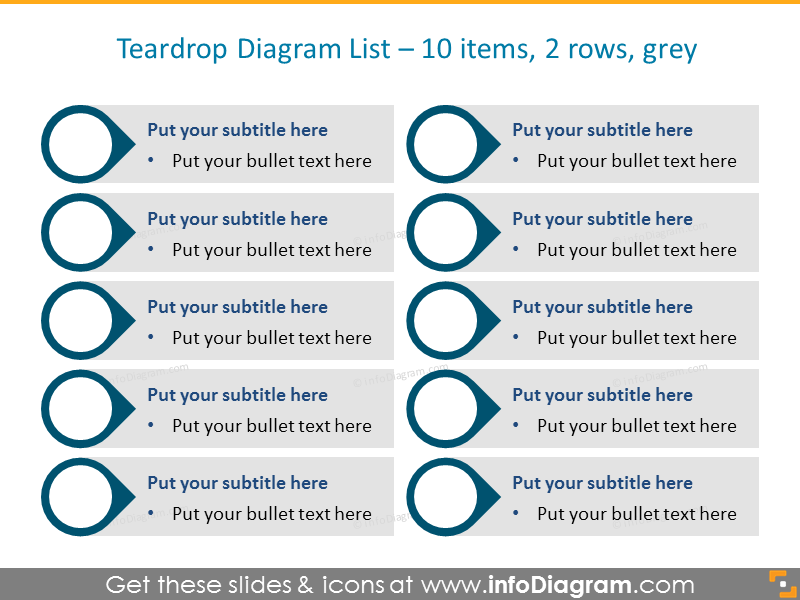 Teardrop Infographic List - 10 Activities in 2 Rows Template