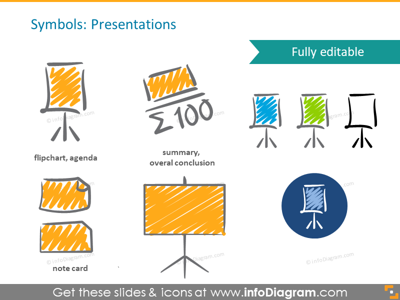 scribble presentation flipchart symbols handwritten pictograms icons ppt clipart