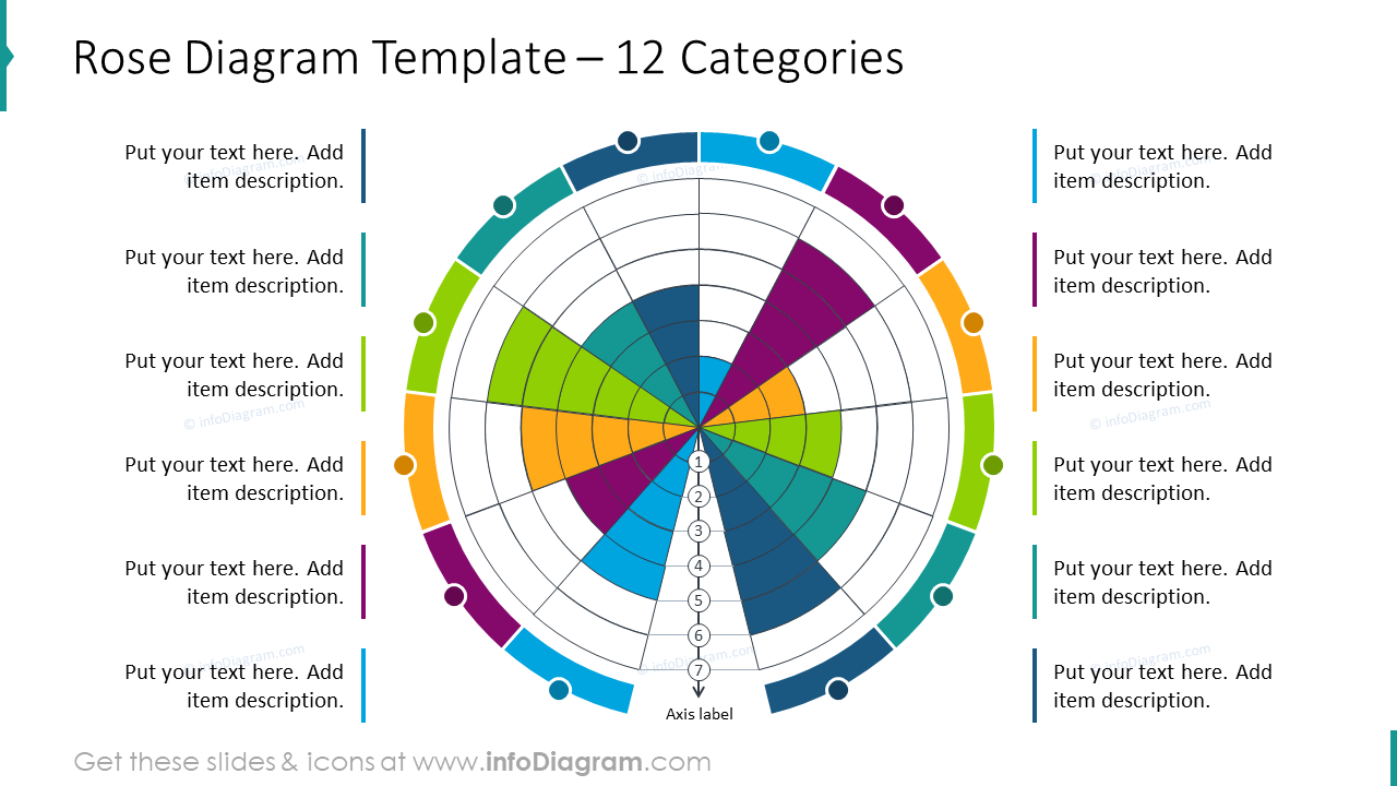 Rose Diagram With 12 Categories for PowerPoint - infoDiagram