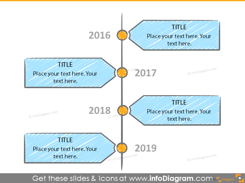 Example of the timeline template illustrated with  rectangles