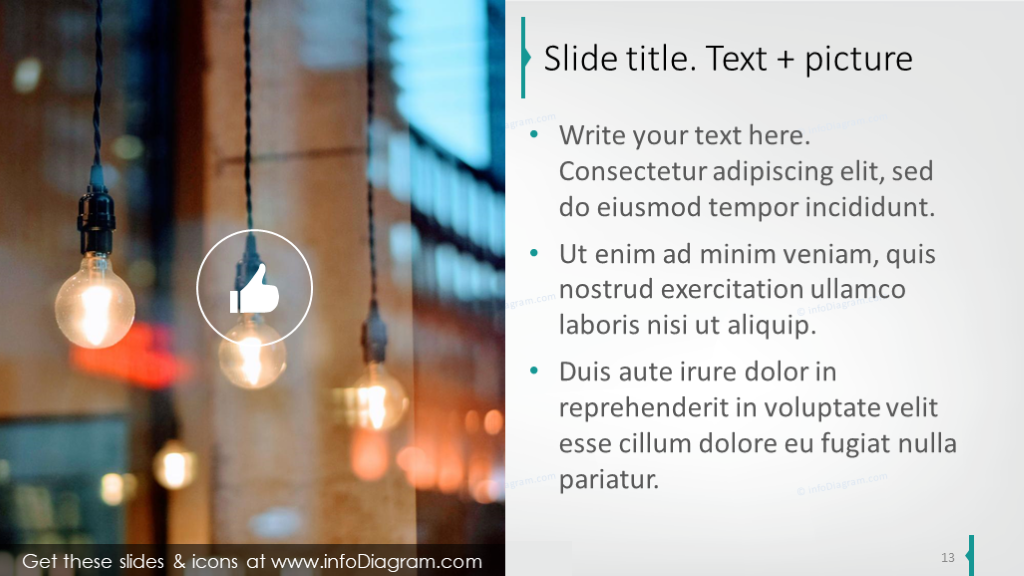 modelo de slide de texto completado com imagem