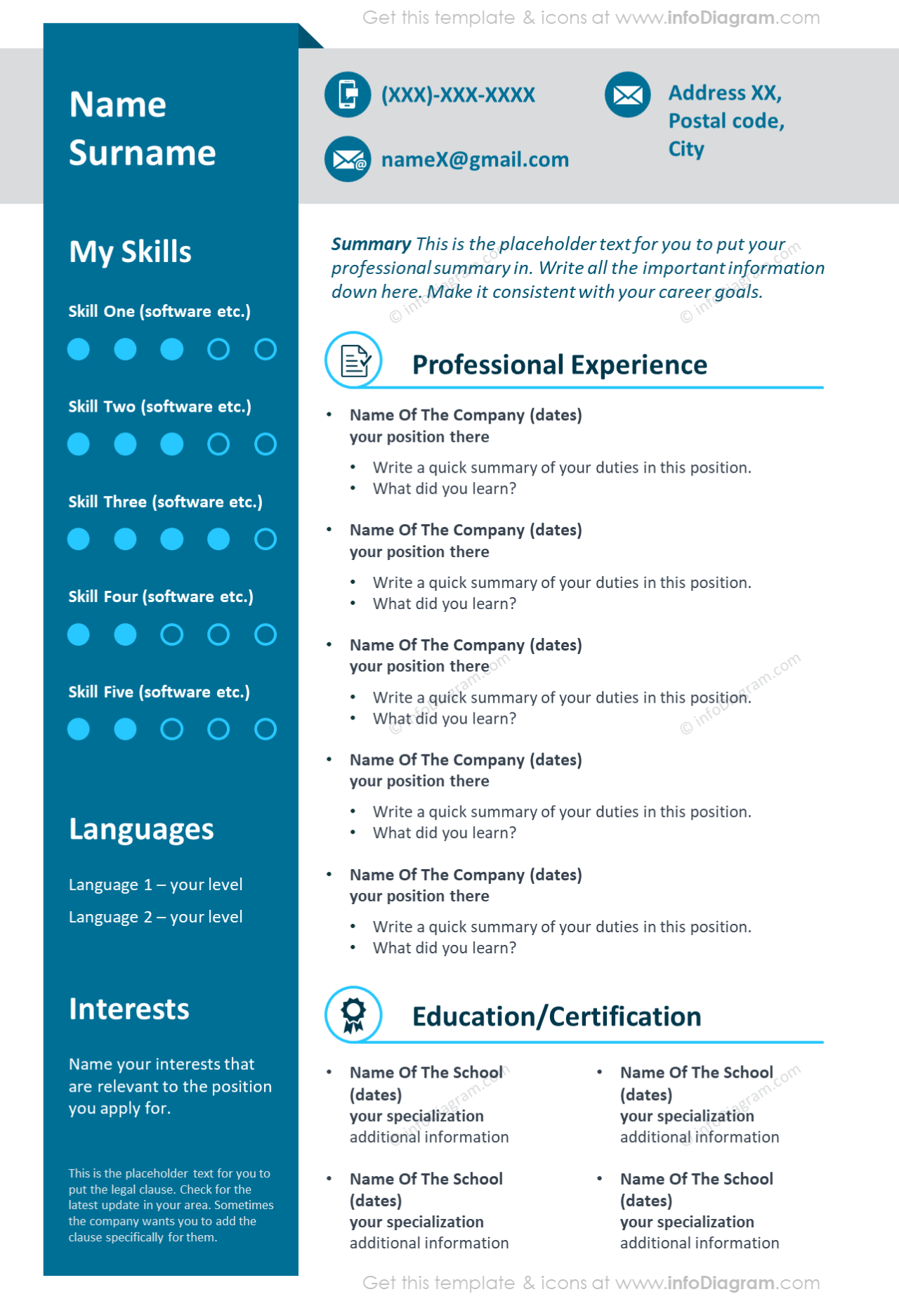 Modèle de CV visuel professionnel avec ruban bleu