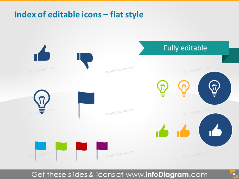 Índice de ícones editáveis - estilo flat