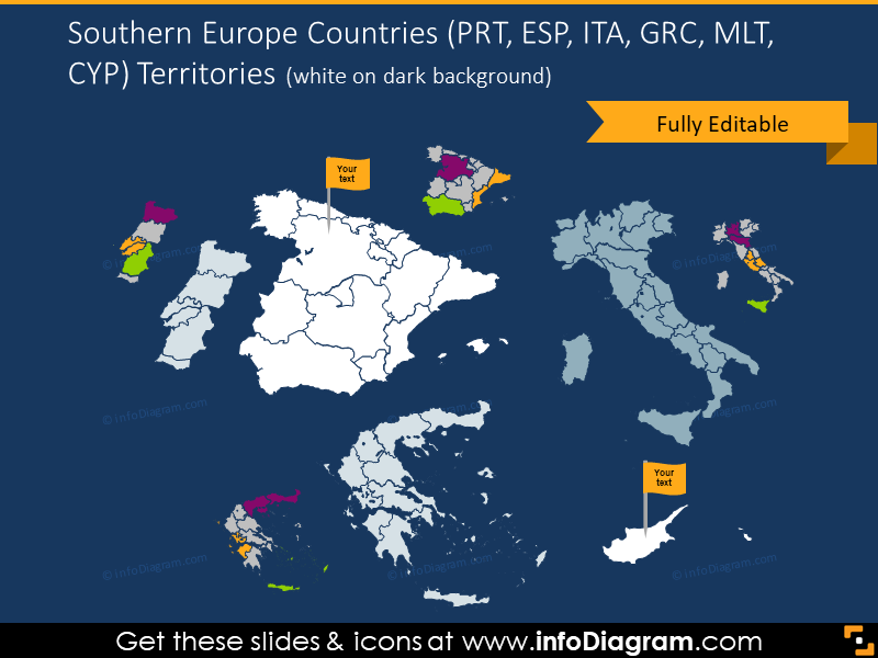 territorios de los países del sur de Europa