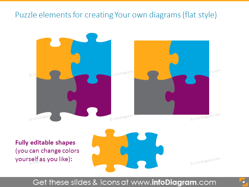 Puzzle-Elemente zum Erstellen eigener Diagramme im flachen Stil